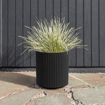 Vase Source Black Matte Round Planter - Round Fiberstone